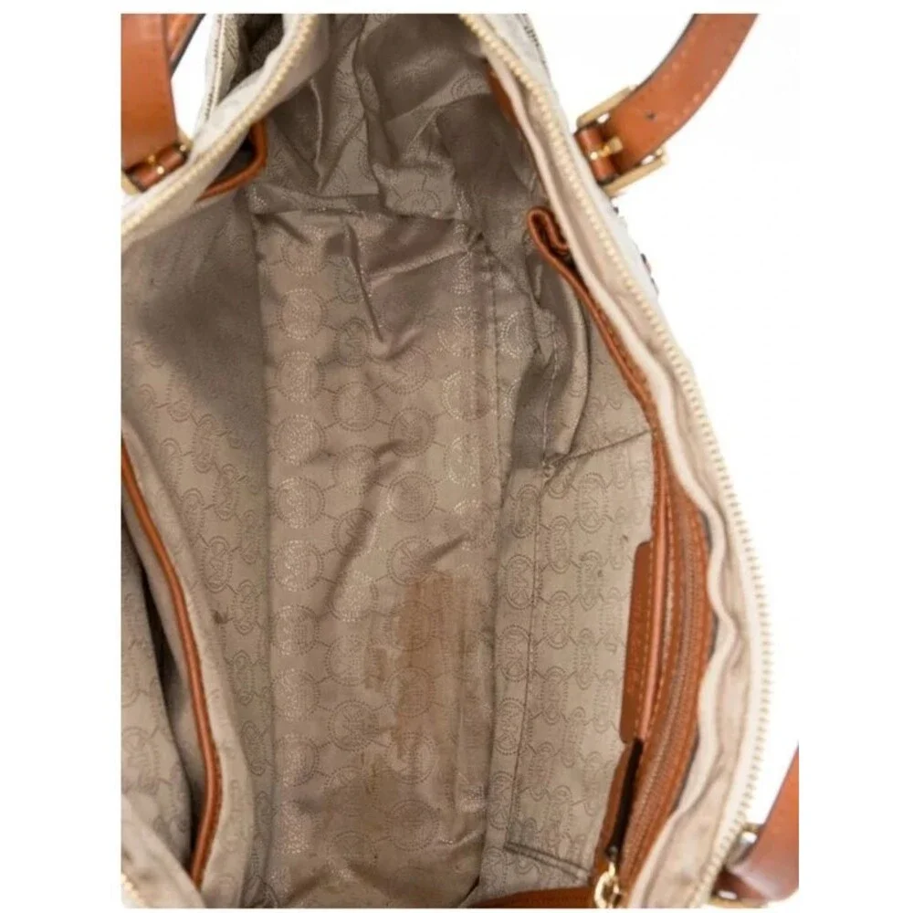 Michael Kors Printed Tote Leather Bag Jacquard Lining